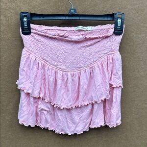 Heart Hips Light Pink Tiered Ruffle Mini Skirt Small